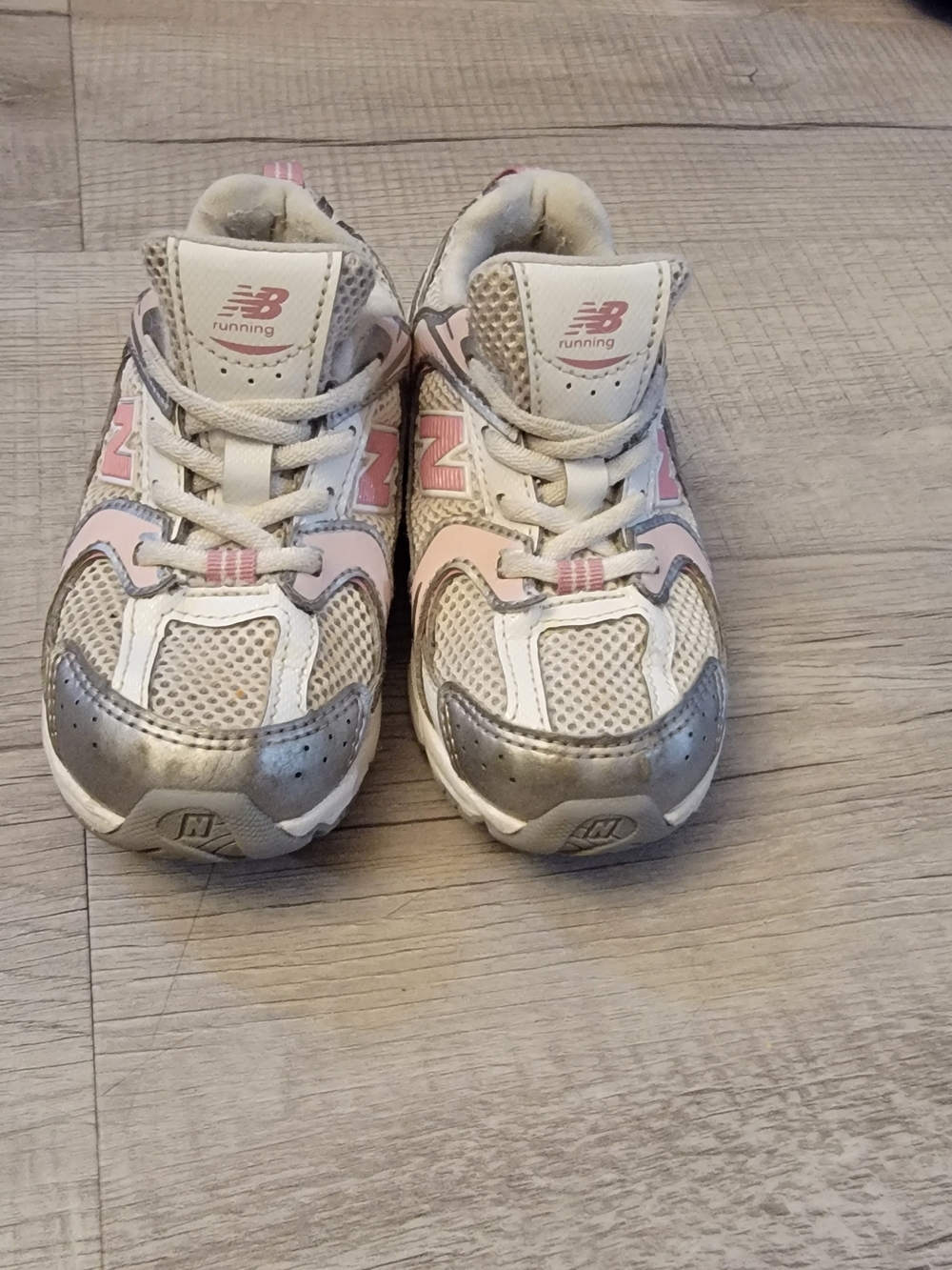 New Balance White, Pink & Silver Girls' Sneakers